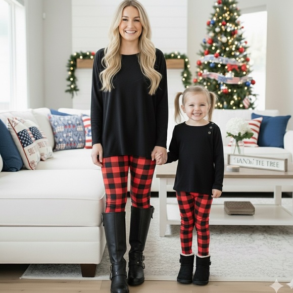 TC2 NEW Womens Christmas Red Plaid Leggings, Buttery Soft Yoga Pants - Picture 9 of 14